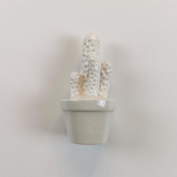 White Ceramic Potted Cactus Figurine - Picture 4 of 9